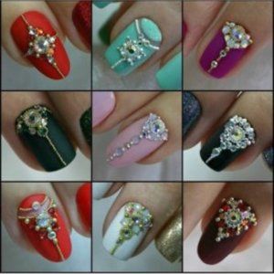 NAIL ART DECORATION SET W/ GEM STONES & NAILS